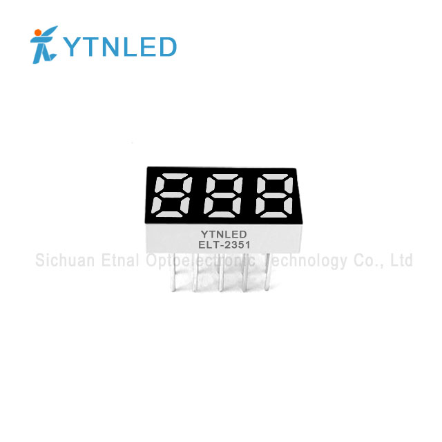 0.25英寸3位数码管共阴共阳红橙黄绿翠绿蓝白色ELT-2351AS,BS,AG,BG,AO,BO,AY,BY,AGG,BGG